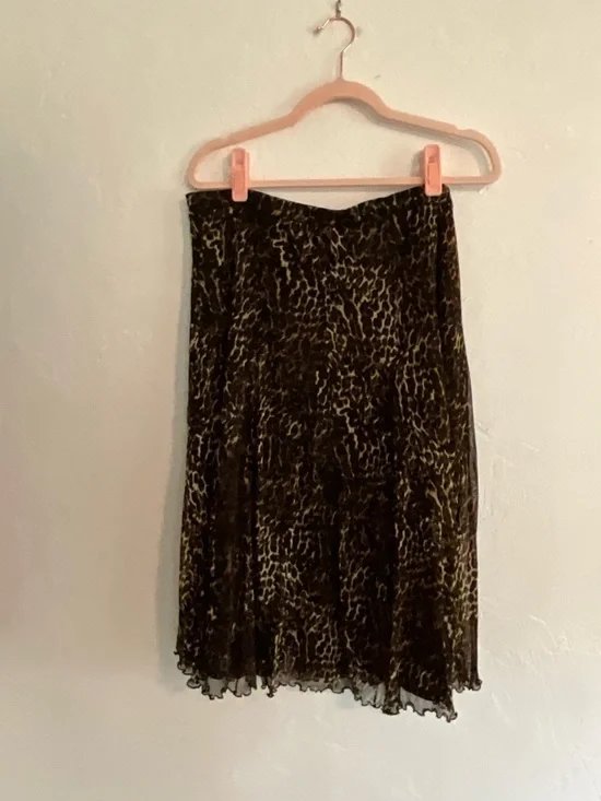 Grace Leopard Print Mesh Midi Skirt Size XL - Picture 4 of 7